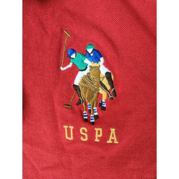 Men's US Polo Assn Shirt Red 2 Ply Compact Cotton Size M Big Pony - Picture 4 of 13